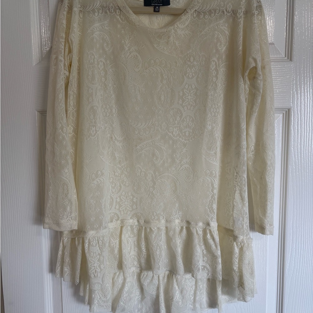 Saks Fifth Avenue Cream Lace Top